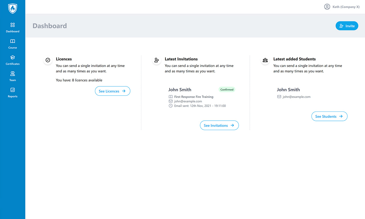 FRFTO Dashboard user interface